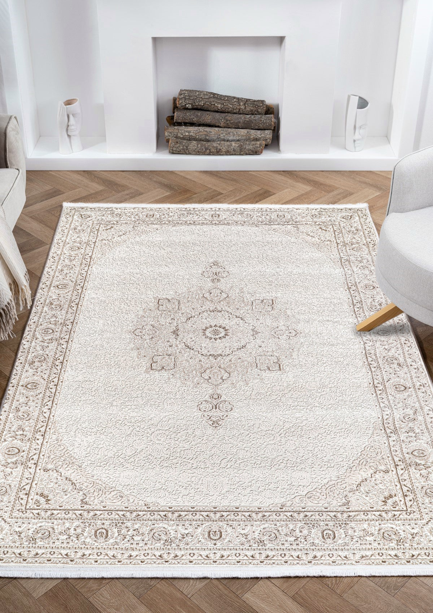 Modern Elegance Beige - Perfect for modern interiors, polypropylene and polyester yarn (5.2x7.6ft)