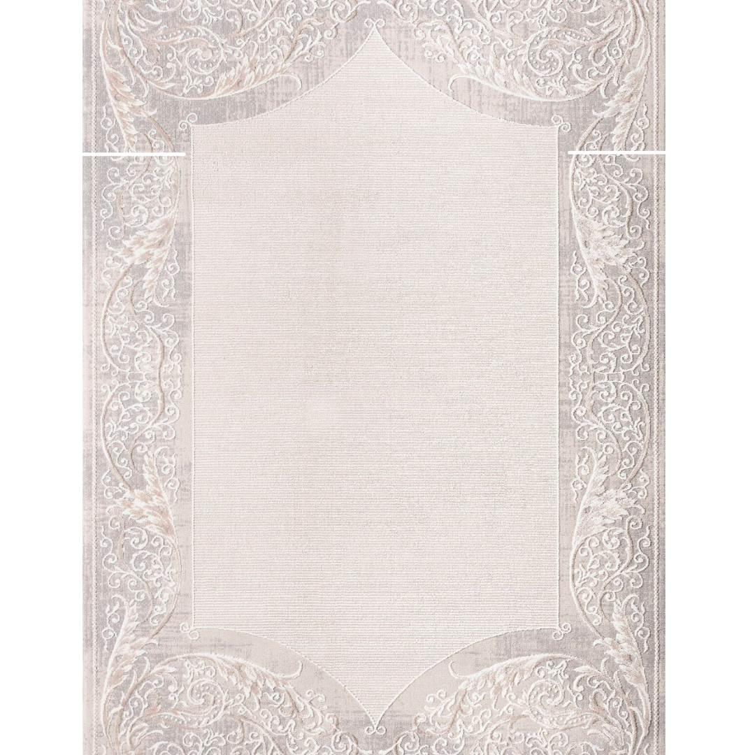 Modern Rug - Beige Floral Border (5.2x7.5ft)