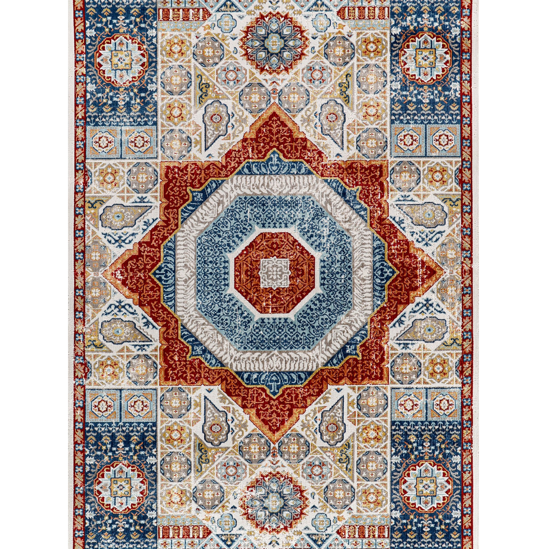 Modern Vintage Style Rug -Geometric Medallion ( 3.10x6ft)