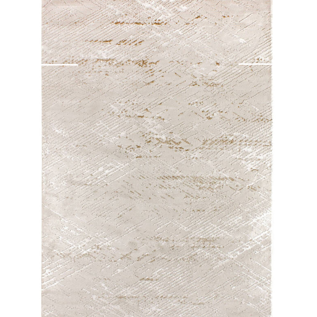 Minimalistic Diamond Shimmer Rug - Gold and Creamy (5.2x7.5ft)