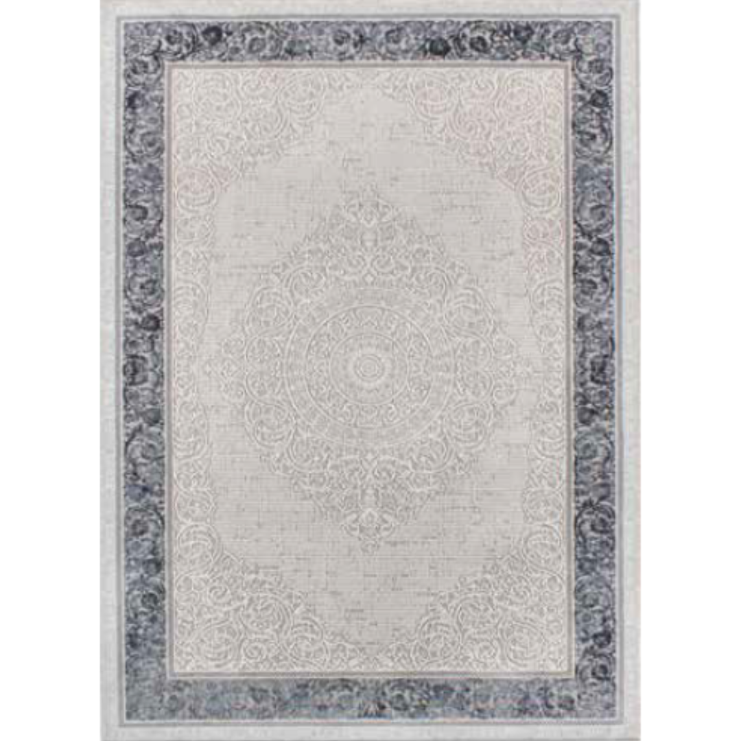 Elegant Turkish Rug -Light Grey Floral Border ( 3.10x6ft)