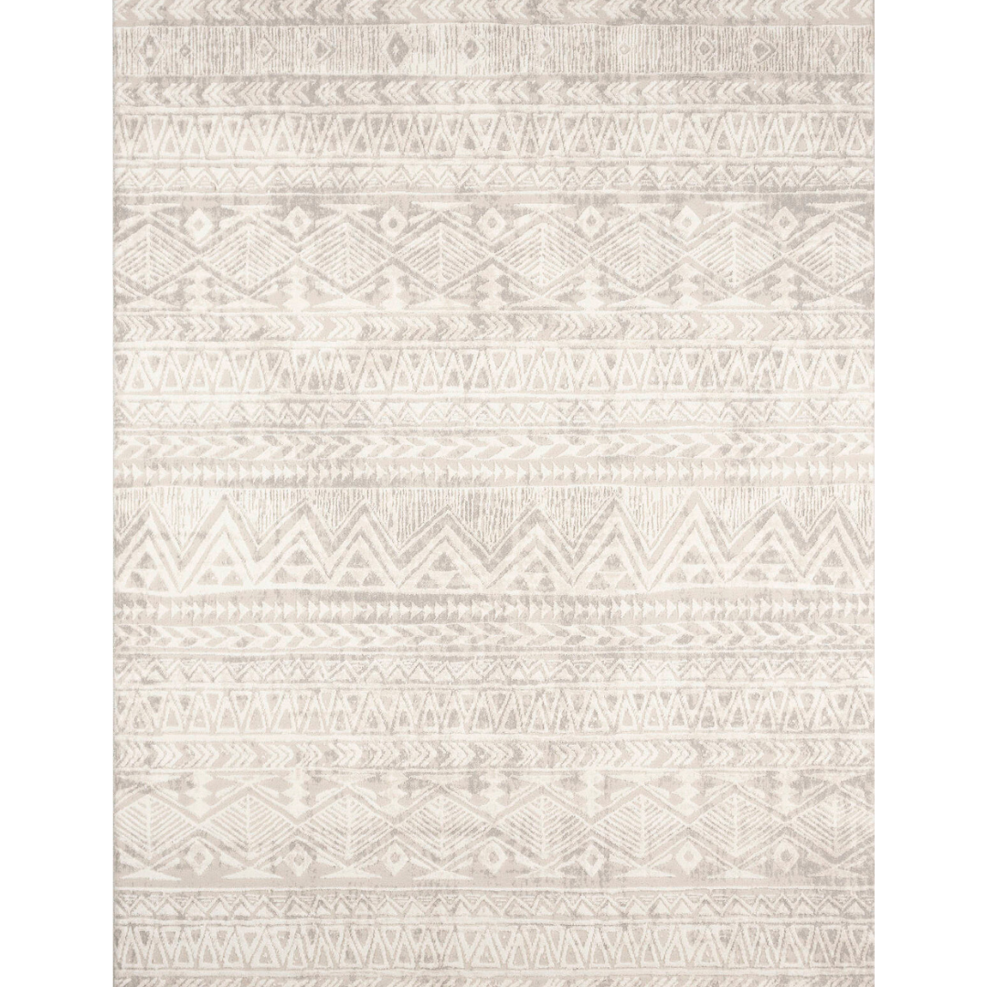 Geometric Tribal Pattern - Neutral Beige ( 5.2x7.5ft)