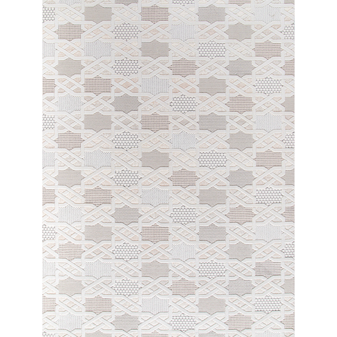 White Lattice Pattern - Carpet Rug (5.2x7.5ft)
