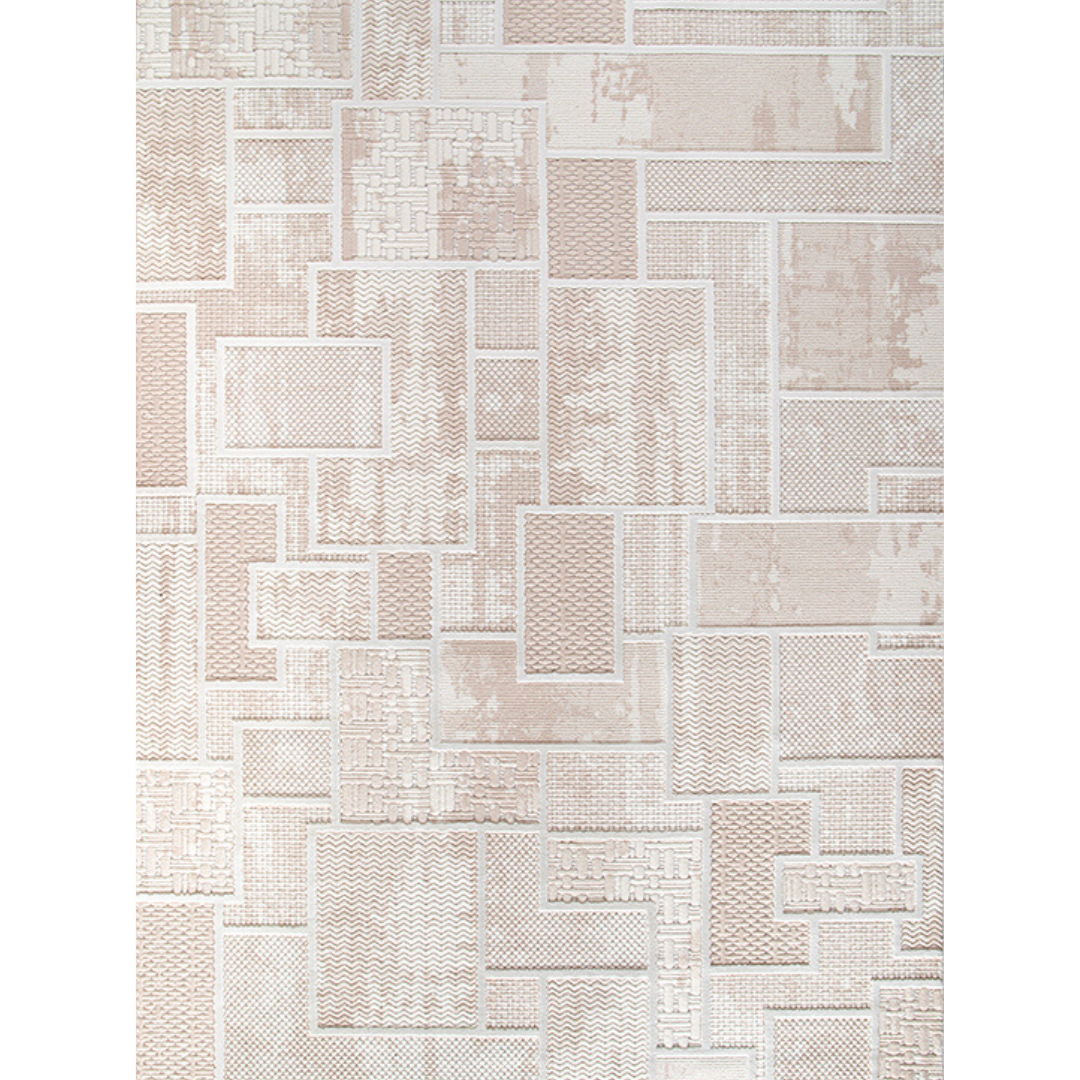 Modern Rug Beige - With Patchwork Design (5.2x7.5ft)