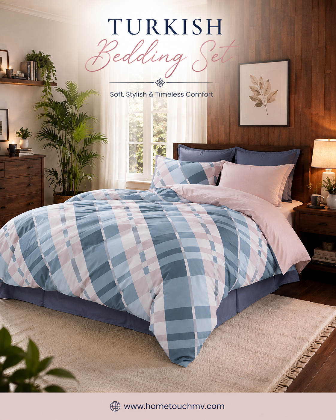 Grey floral Elegance - Queen 6pcs Turkish bedding set, 100% cotton