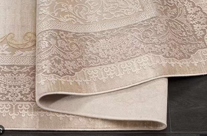 Vintage-Inspired Carpet – Warm Beige & Gold Tones (5.2x7.5ft)