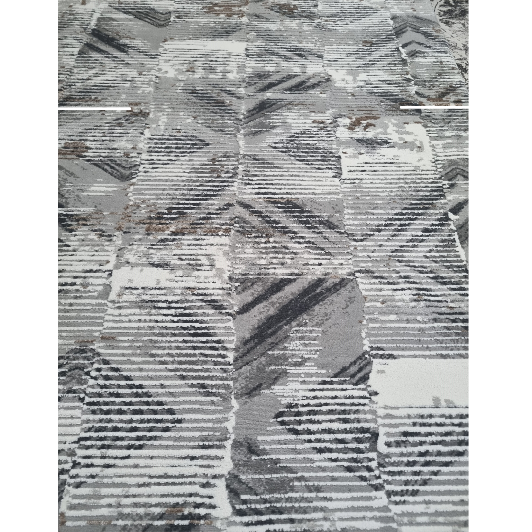 Abstract Brushstroke Rug – Shades of Grey (3.9x6ft)