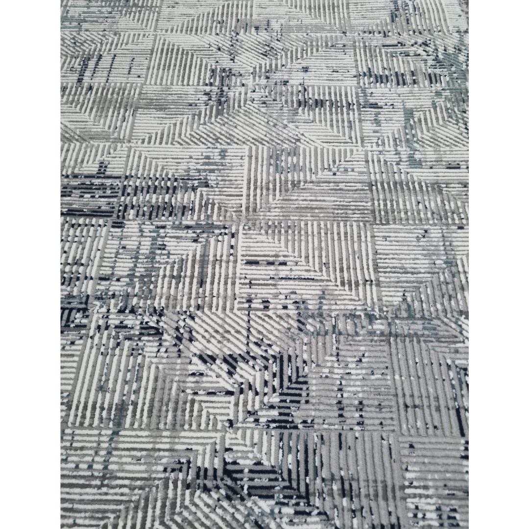 Abstract Textured Rug - Charcoal Grey (5.2x7.5ft)