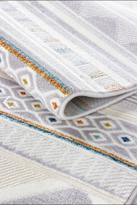 . Striped Geometric Carpet Rug – Pastel Shades (5.2x7.5ft)