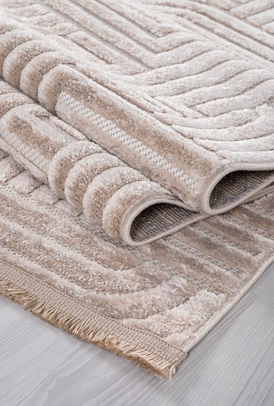 Modern Luxury Carpet – Soft Brown Geometric Rug (3.10x6ft)