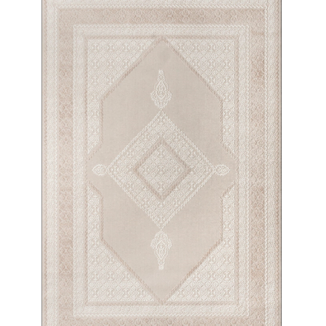 Minimalistic Rug -Beige Diamond Pattern ( 5.2x7.5ft)