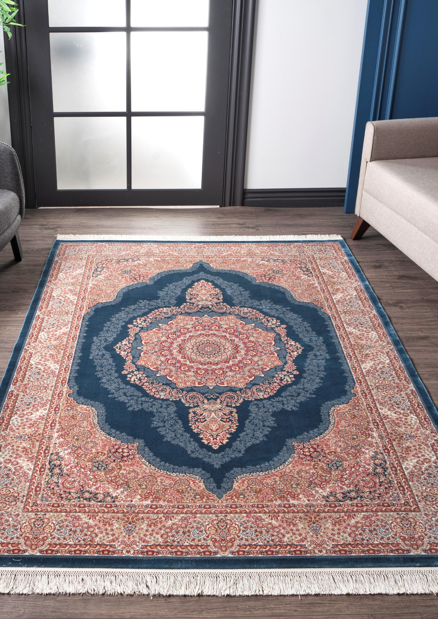 Turkish silky (viscose) woven rug, 2 million knots, 2900gr/m2, 5mm pile height, extremely dense, luxurious, soft and highly durable (5.2x7.6ft)