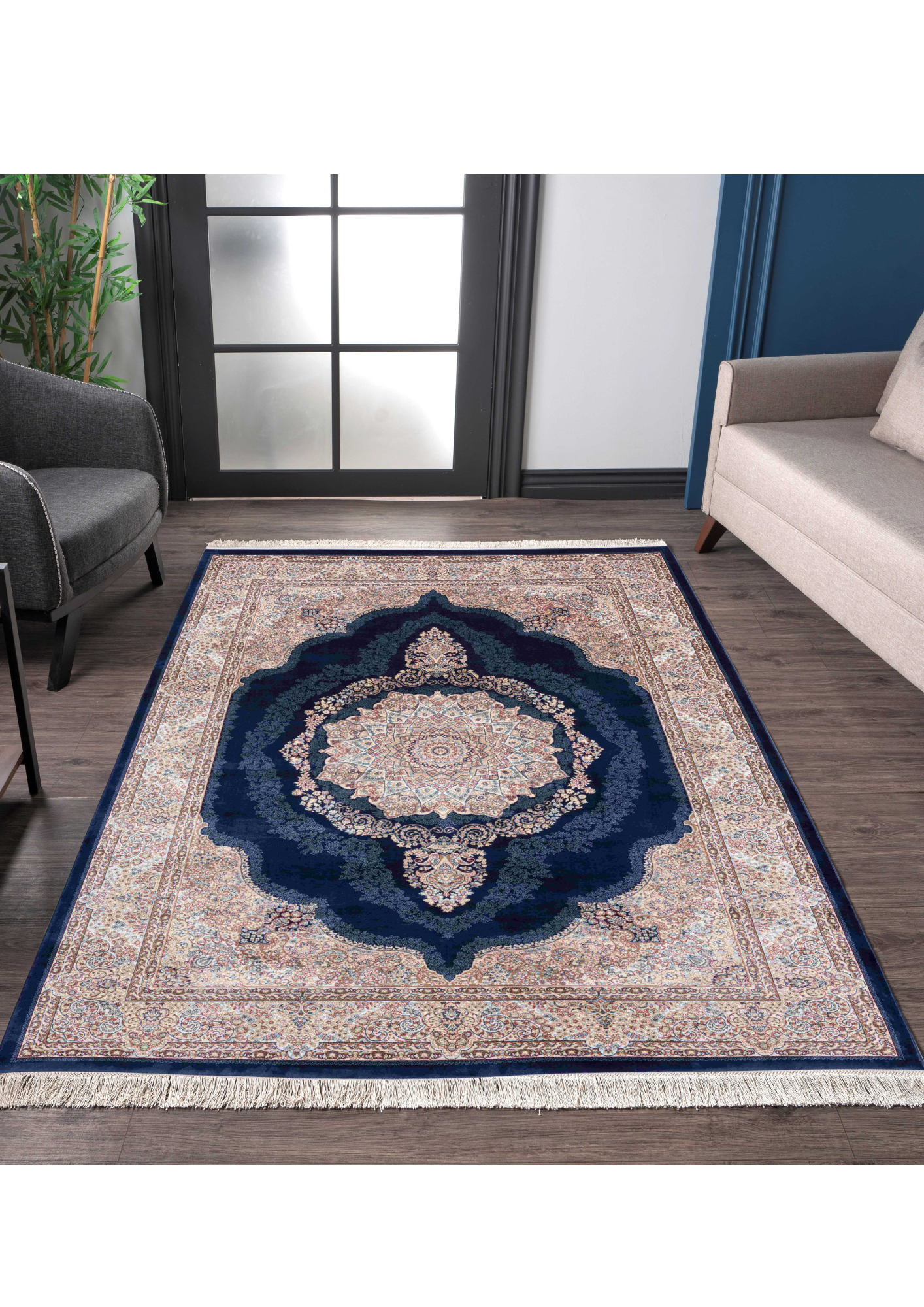 Turkish silky (viscose) woven rug, 2 million knots, 2900gr/m2, 5mm pile height, extremely dense, luxurious, soft and highly durable (5.2x7.6ft)