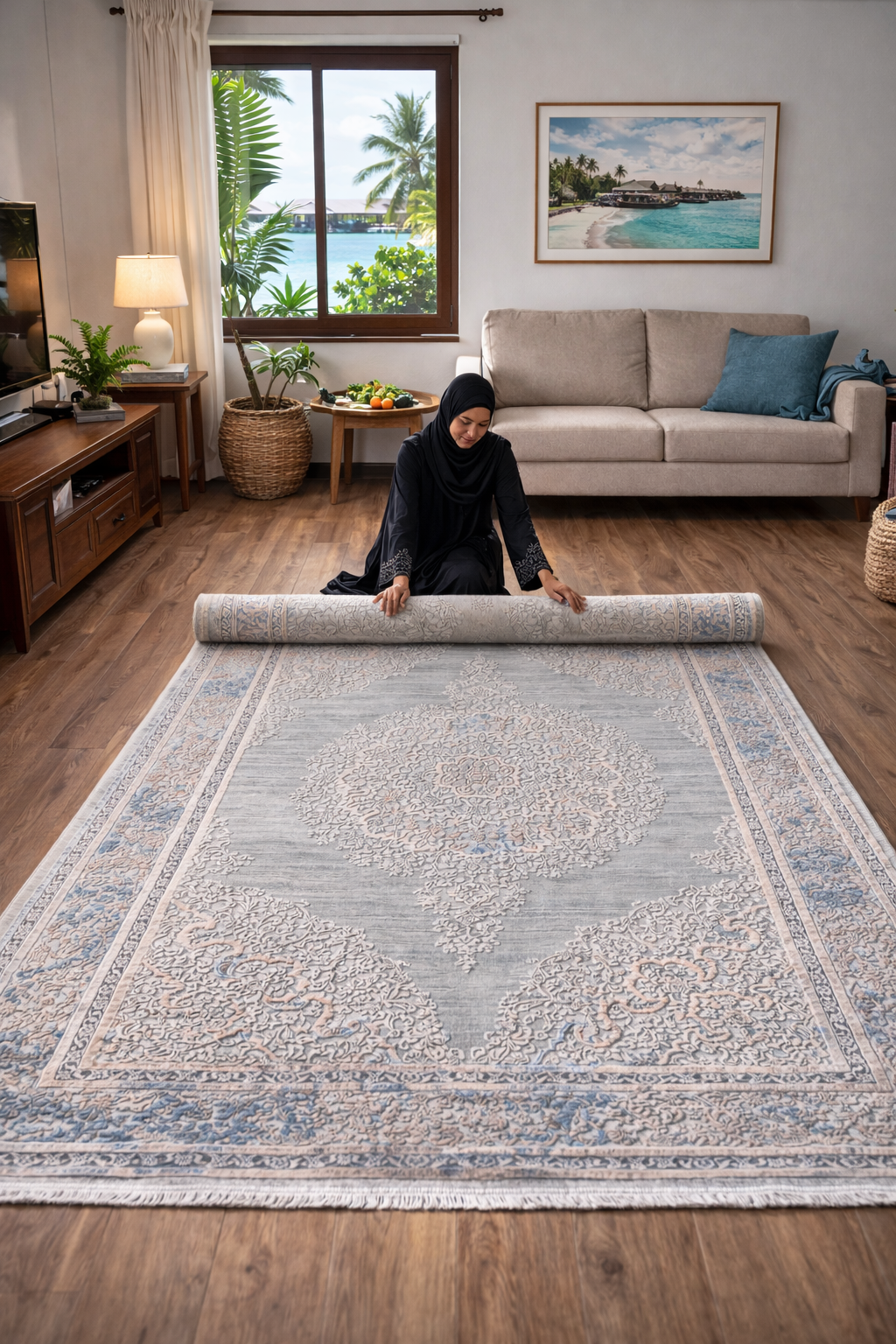 Premium Rug - Subtle Floral Medallion (5.2x7.5ft)