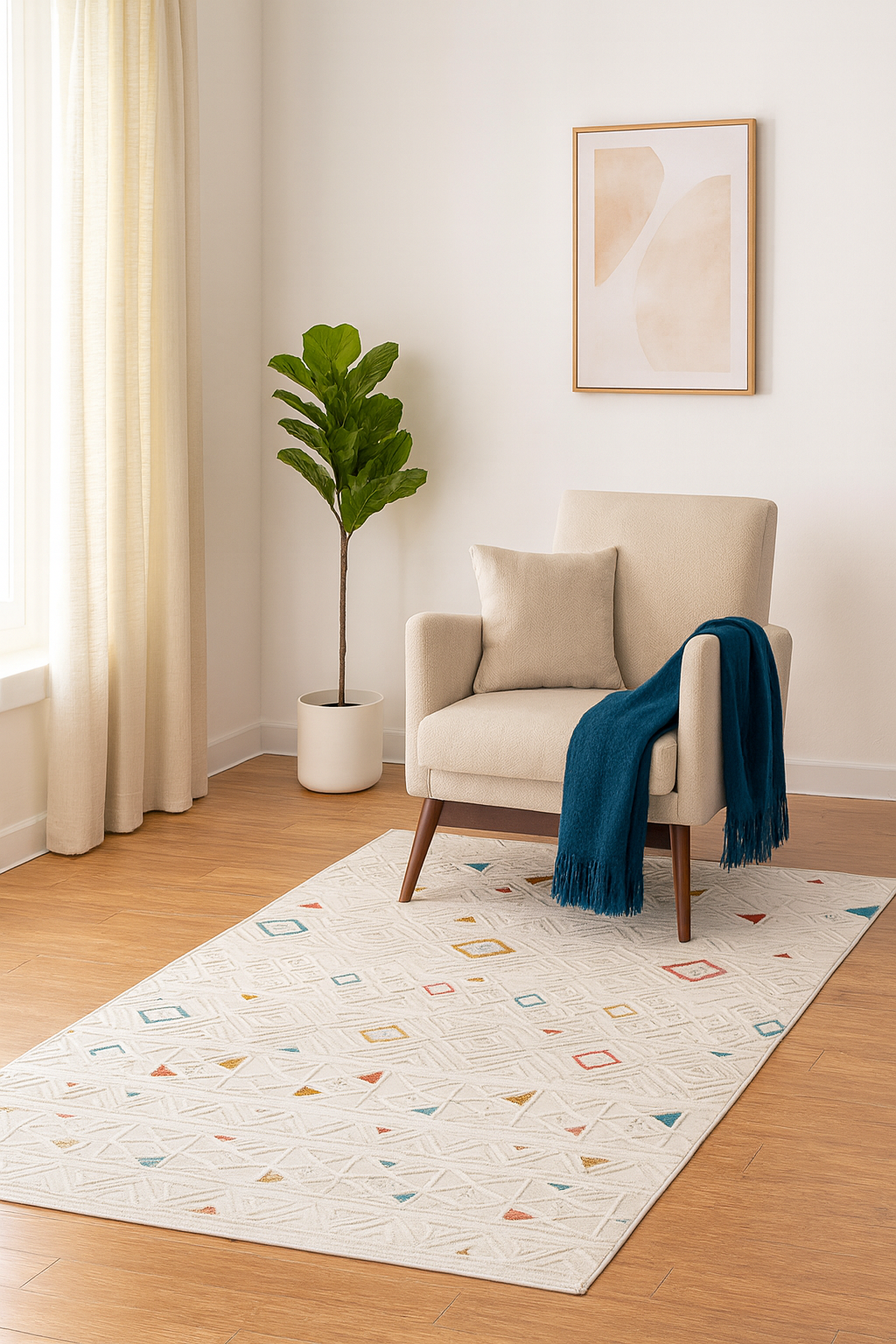 Multicolor Diamond Design Woven Carpet Rug (3.1x6ft)