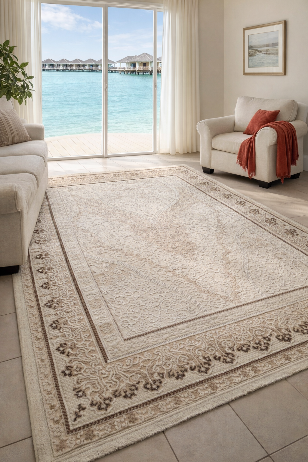 Modern Rug - Grey Ornamental Design ( 3.10x6ft)