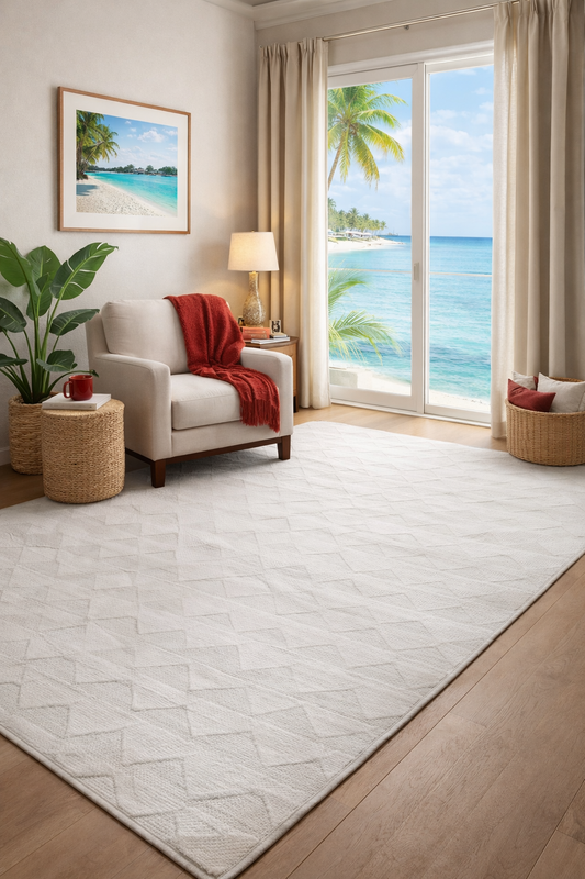 Contemporary – Cream Textured Luxury Rug  (5.2x7.5ft)