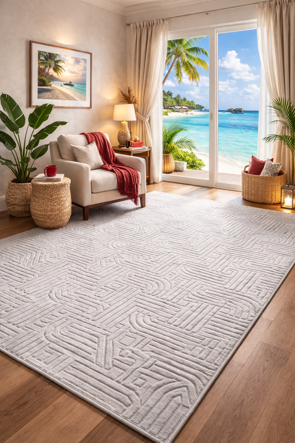 Contemporary Rug – Grey Textured Luxury Carpet  (5.2x7.5ft)