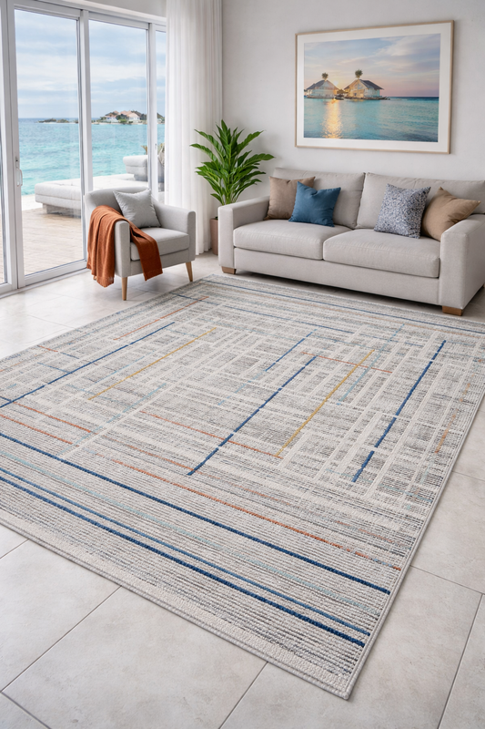 Modern  Rug - Grey Stripes ( 5.2x7.5ft)