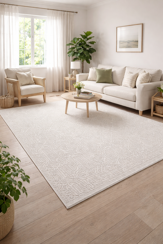 Soft ivory tone with delicately embossed geometric patterns (5.2x7.6ft)_Max03