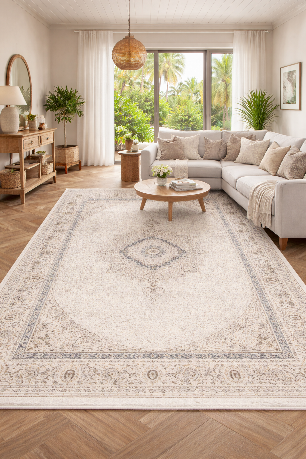 Modern Elegance Beige  - Perfect for modern interiors, polypropylene and polyester yarn (6.6x9.6ft) Naz006
