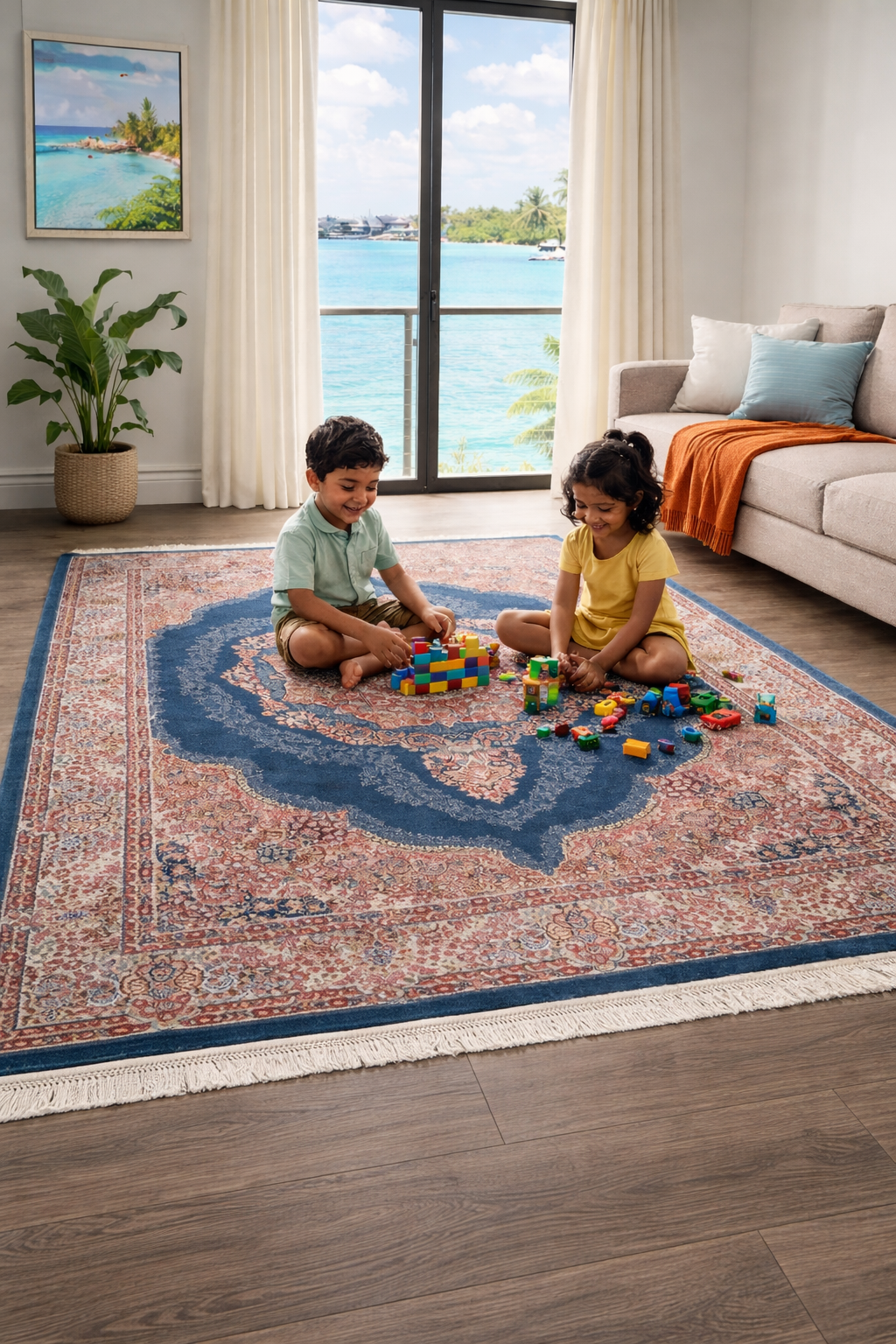 Turkish silky (viscose) woven rug, 2 million knots, 2900gr/m2, 5mm pile height, extremely dense, luxurious, soft and highly durable (5.2x7.6ft)