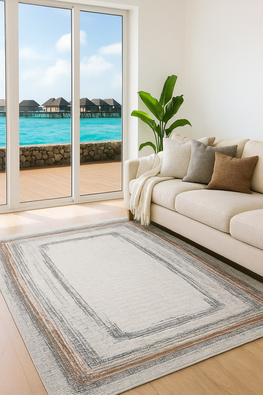 Creamy and brown shade - Modern Rug ( 5.2x7.5ft)