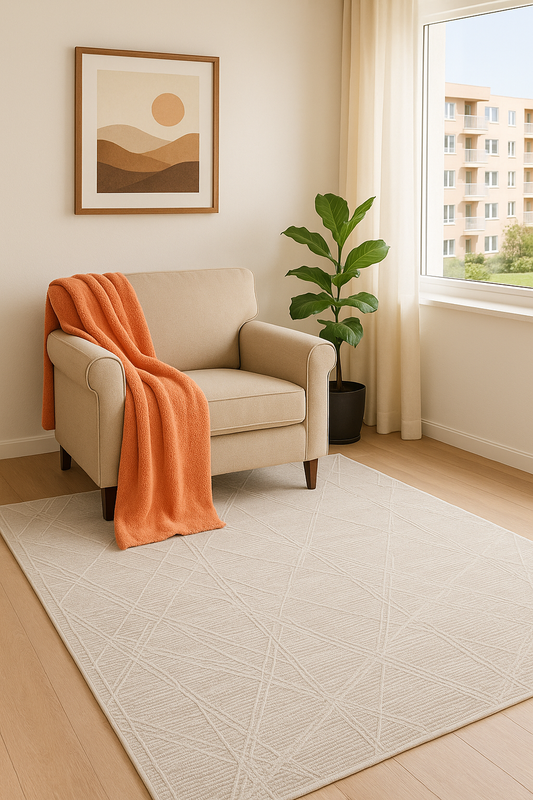 Minimalistic Contemporary Rug - Off White (5.2x7.5ft)
