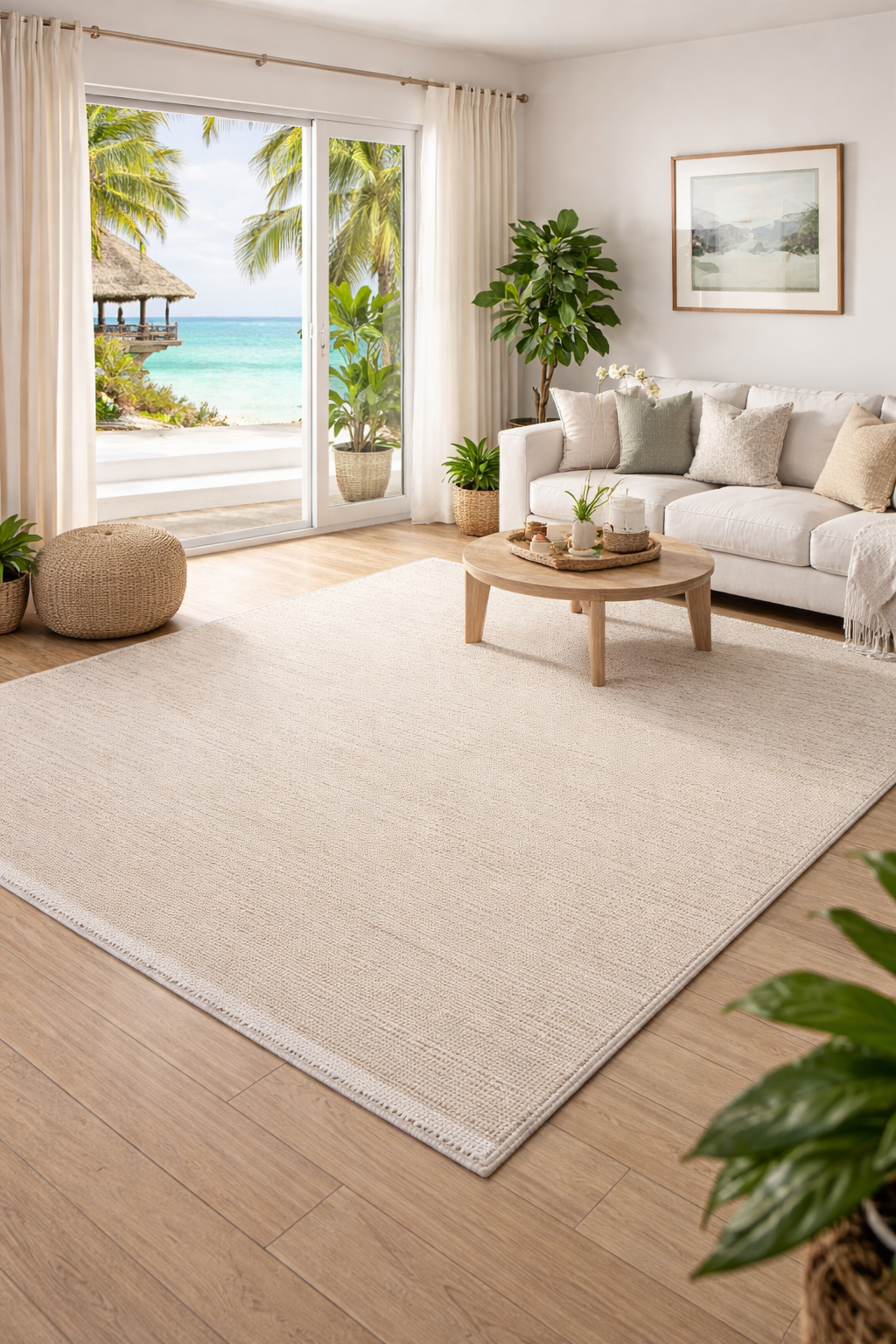 Layered neutral beige tones created with gentle depth and texture (5x7.6ft)